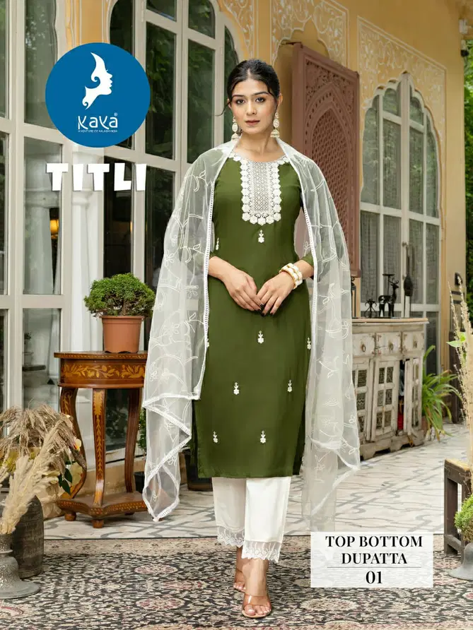 Titli By Kaya Rayon Kurti With Bottom Dupatta Wholesale Market In India